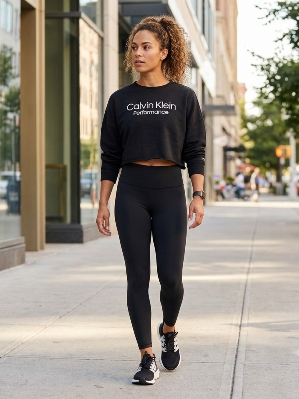 Calvin Klein Performance Black Cropped Fleece Sweatshirt Size Medium